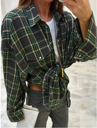 Oversized Plaid Flannel Shirt Button - Down Lapel — Indie Grunge Y2K - BaeSprout.com