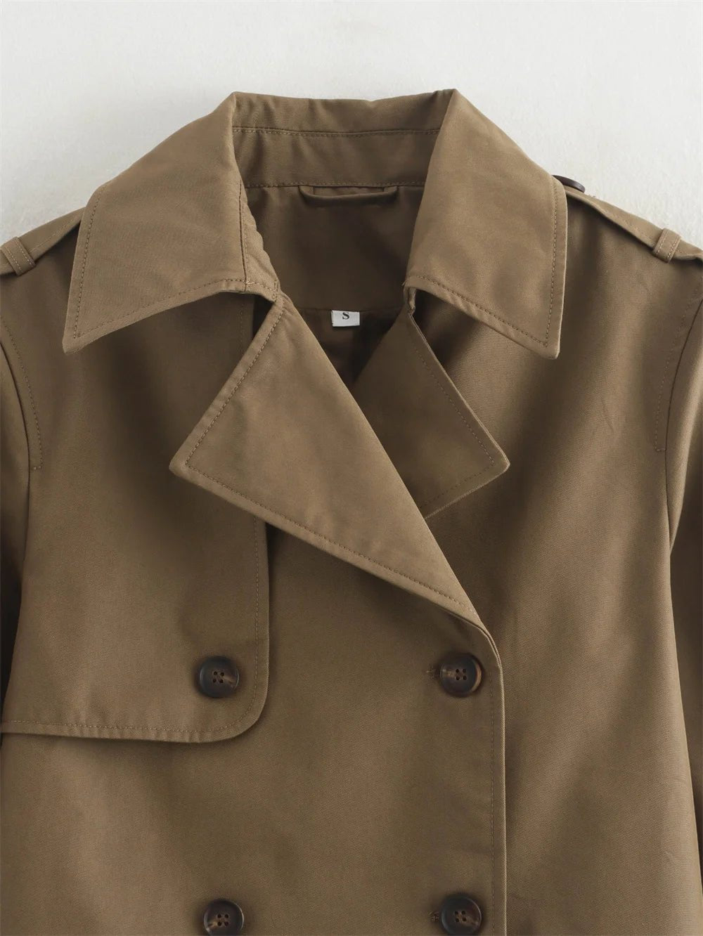 Cropped Trench Coat Double Breasted Lapel — Quiet Luxury Old Money Style - BaeSprout.com