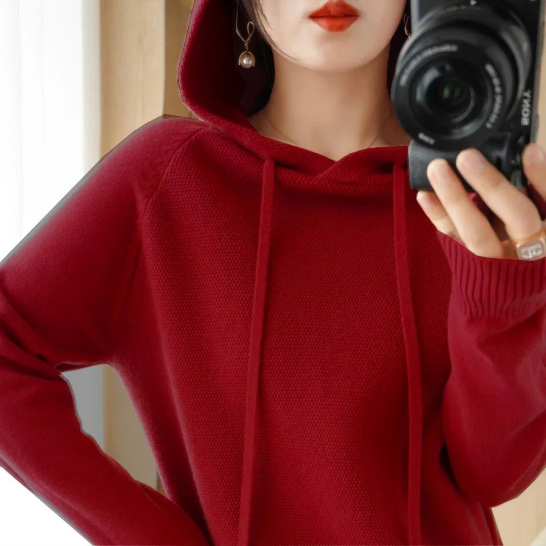 Cozy Knit Hooded Pullover Sweater with Drawstring — Casual Winter - BaeSprout.com
