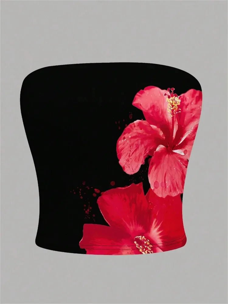 Floral Print Strapless Tube Top — Y2K Summer Street