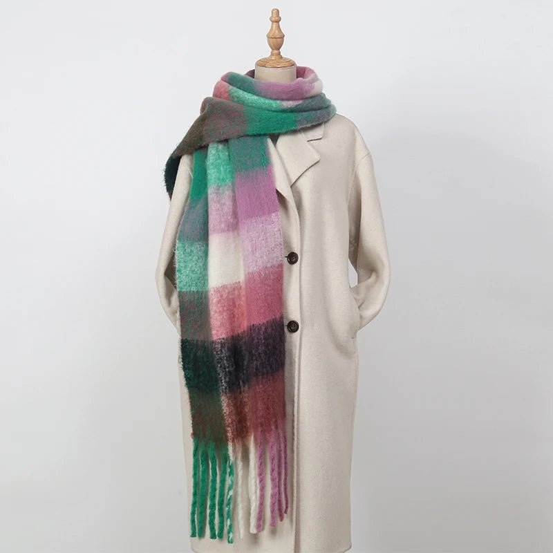 Fuzzy Color Block Tassel Scarf — Y2K Indie Winter Style - BaeSprout.com