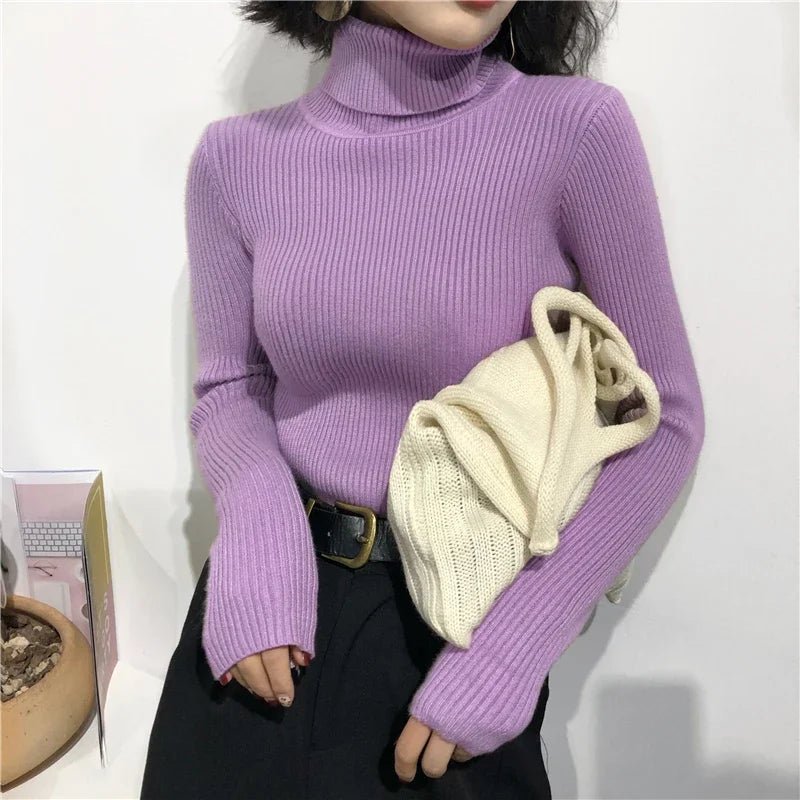 Knitted Turtleneck Sweater for Women - BaeSprout.com