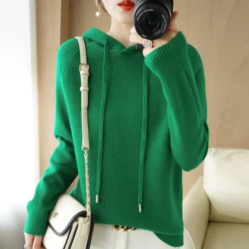Cozy Knit Hooded Pullover Sweater with Drawstring — Casual Winter - BaeSprout.com