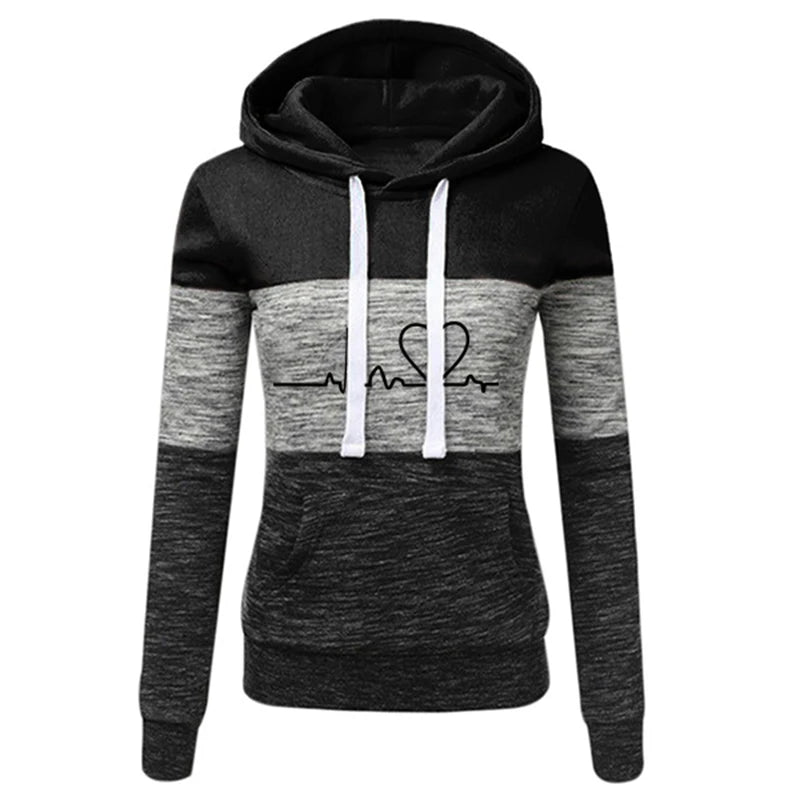 Color Block Hoodie Jogger Set Two Piece Heartbeat — Y2K Sporty Streetwear - BaeSprout.com