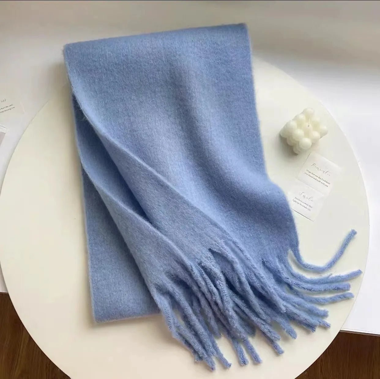 Solid Fuzzy Oversized Scarf Long Tassel Wrap — Quiet Luxury Winter - BaeSprout.com