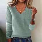 V - Neck Knit Pullover Sweater with Long Sleeves — Casual Minimal - BaeSprout.com