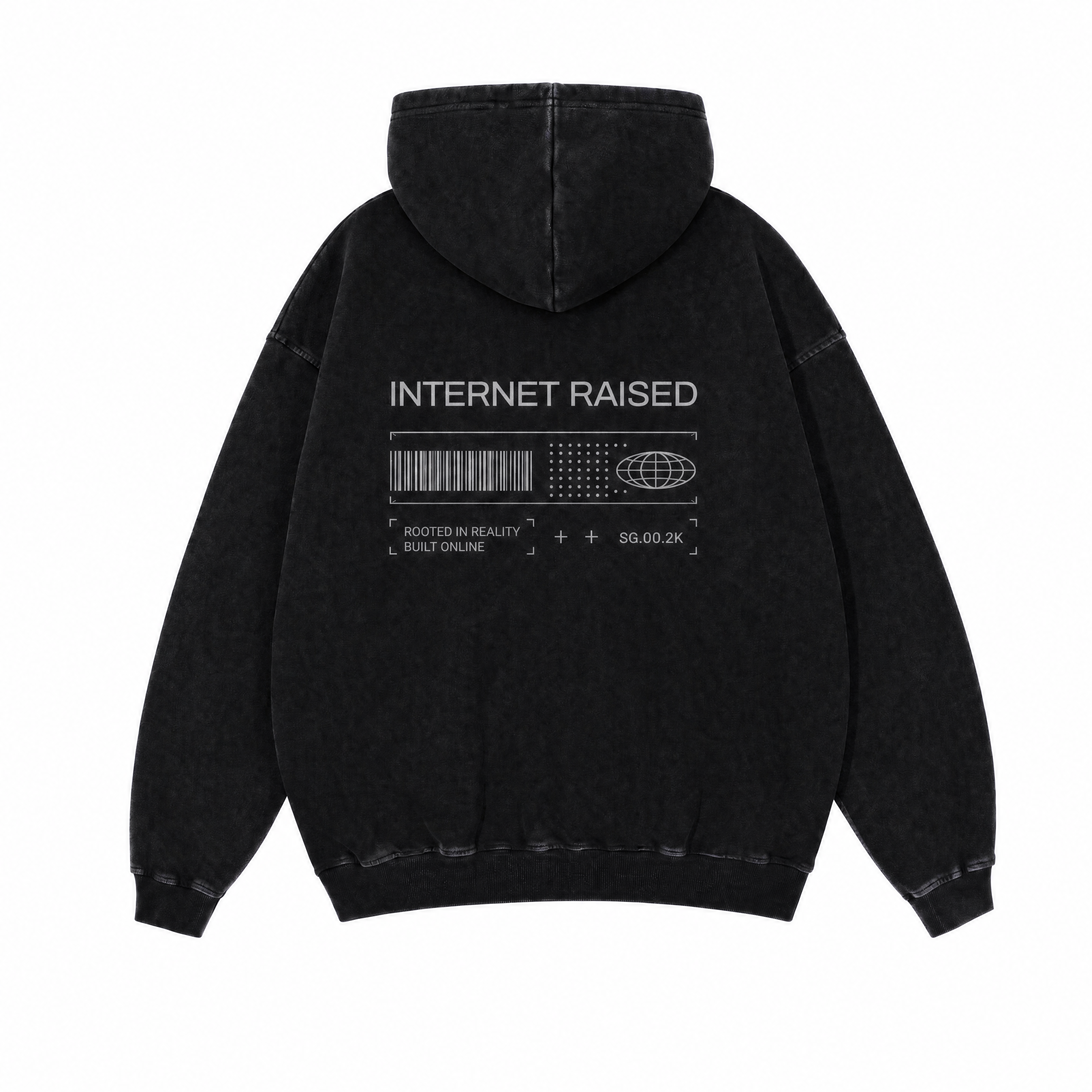 Street Grown Internet Raised - Acid Washed Black Hoodie