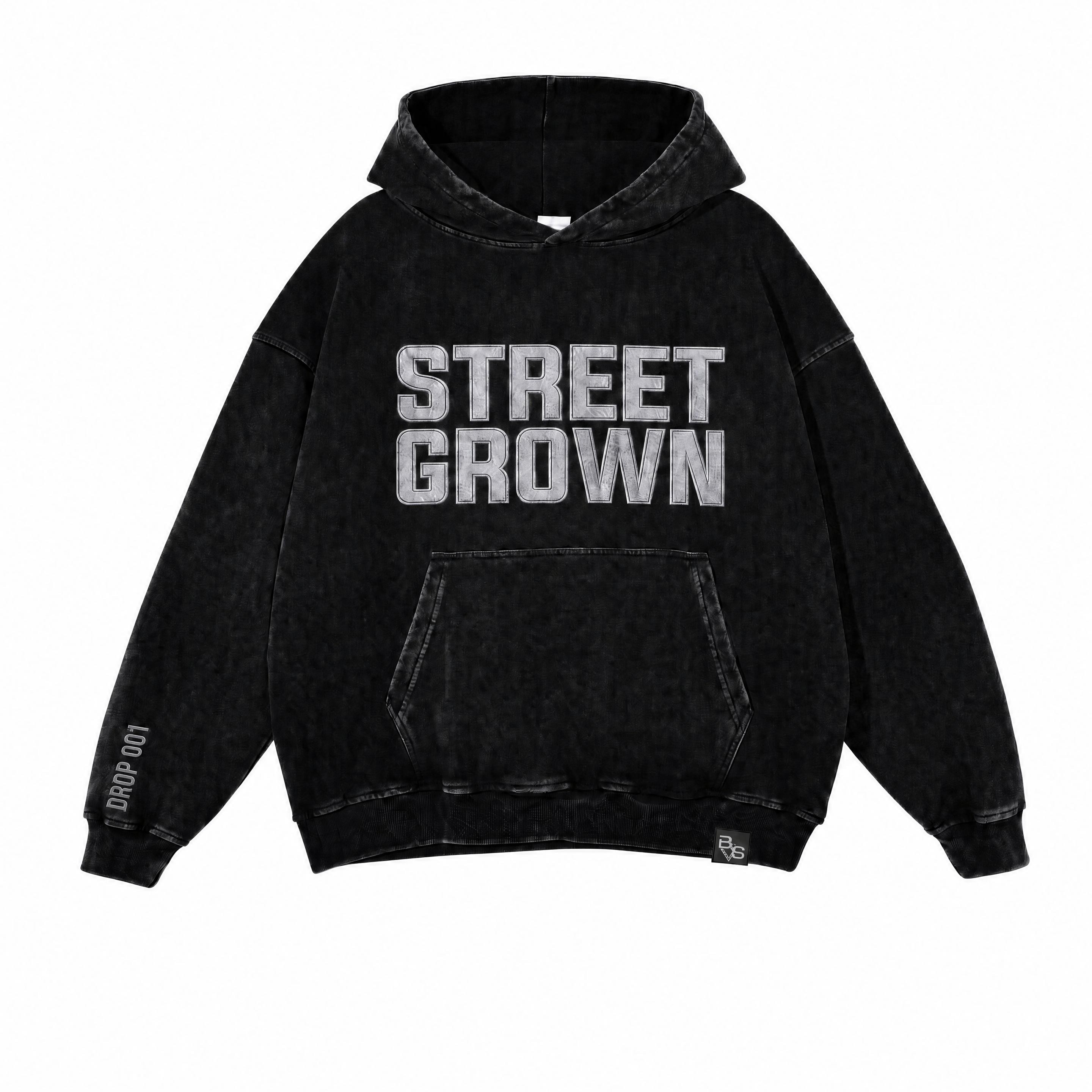 Street Grown Internet Raised - Acid Washed Black Hoodie