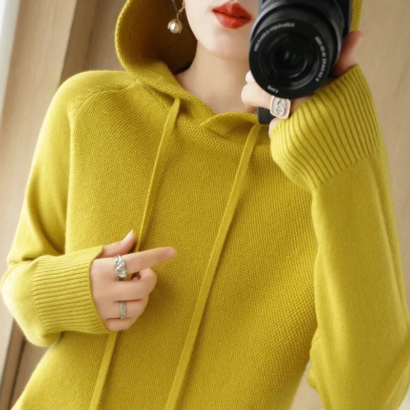 Cozy Knit Hooded Pullover Sweater with Drawstring — Casual Winter - BaeSprout.com