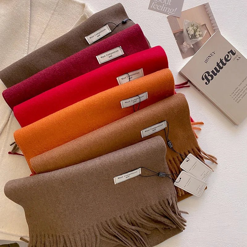 Cashmere Feel Tassel Scarf Oversized Wrap — Quiet Luxury Winter Essential - BaeSprout.com