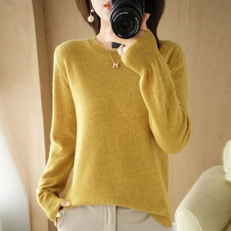 Crew Neck Cashmere - Blend Pullover Sweater - Quiet Luxury - BaeSprout.com