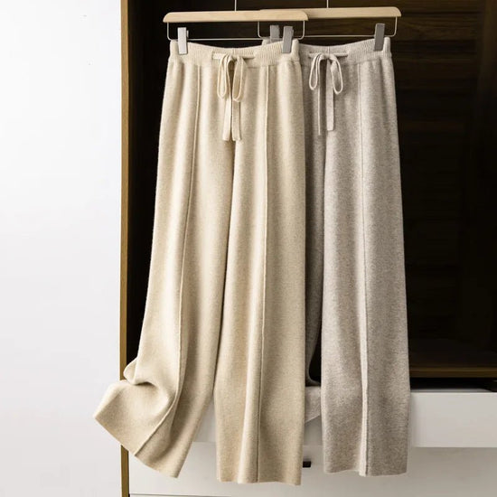 Knit Wide-Leg Drawstring Pants Loose Fit — Quiet Luxury Everyday