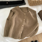 Knit Sweater Vest Gold Button Sleeveless Crop — Quiet Luxury Layering - BaeSprout.com