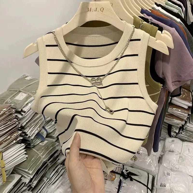 Striped Knit Waistcoat for Women - BaeSprout.com