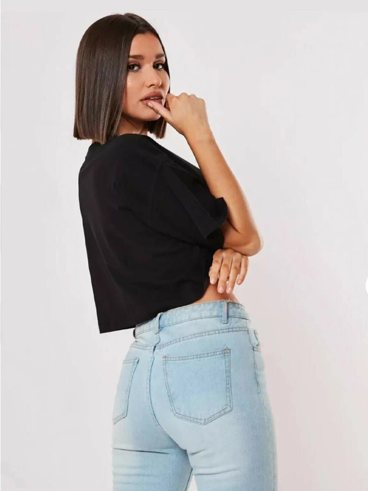 Oversized Cotton Crop Tee with Short Sleeves — Y2K Casual - BaeSprout.com