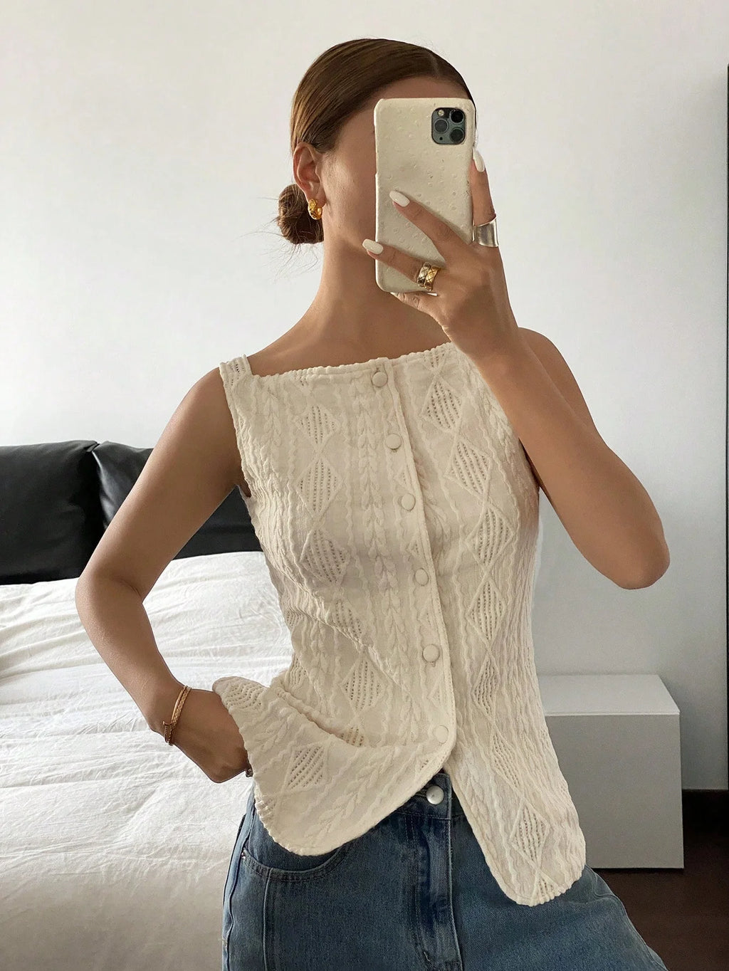 Cable Knit Waistcoat Button Front — Cottagecore Coquette - BaeSprout.com