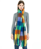 Fuzzy Color Block Tassel Scarf — Y2K Indie Winter Style - BaeSprout.com