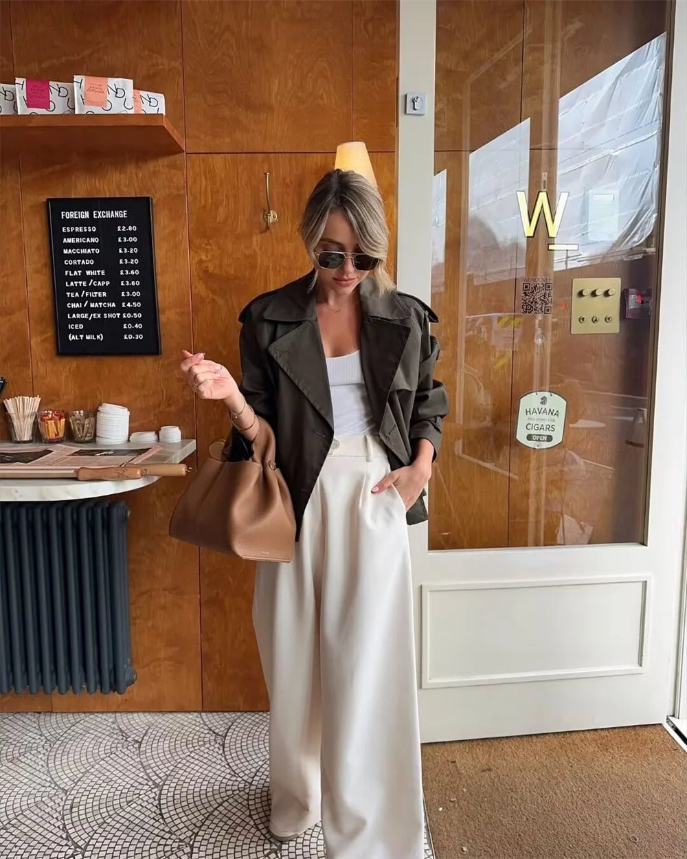 Cropped Trench Coat Double Breasted Lapel — Quiet Luxury Old Money Style - BaeSprout.com
