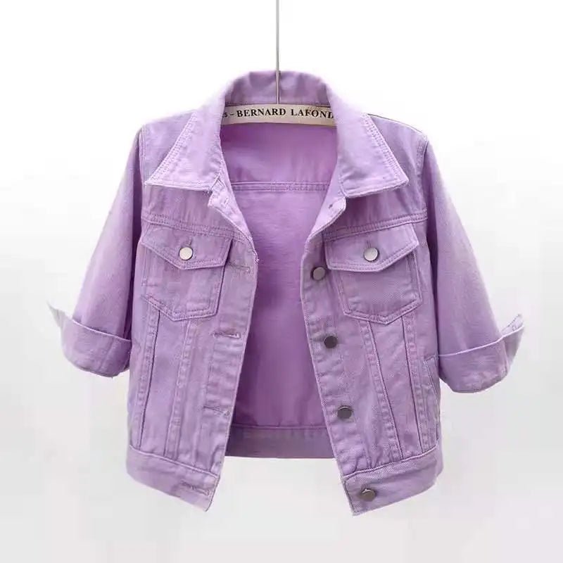 Colored Denim Jacket with Button Front — Y2K Casual Street - BaeSprout.com