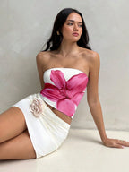 Floral Print Strapless Bandeau Crop Top — Coquette Summer - BaeSprout.com