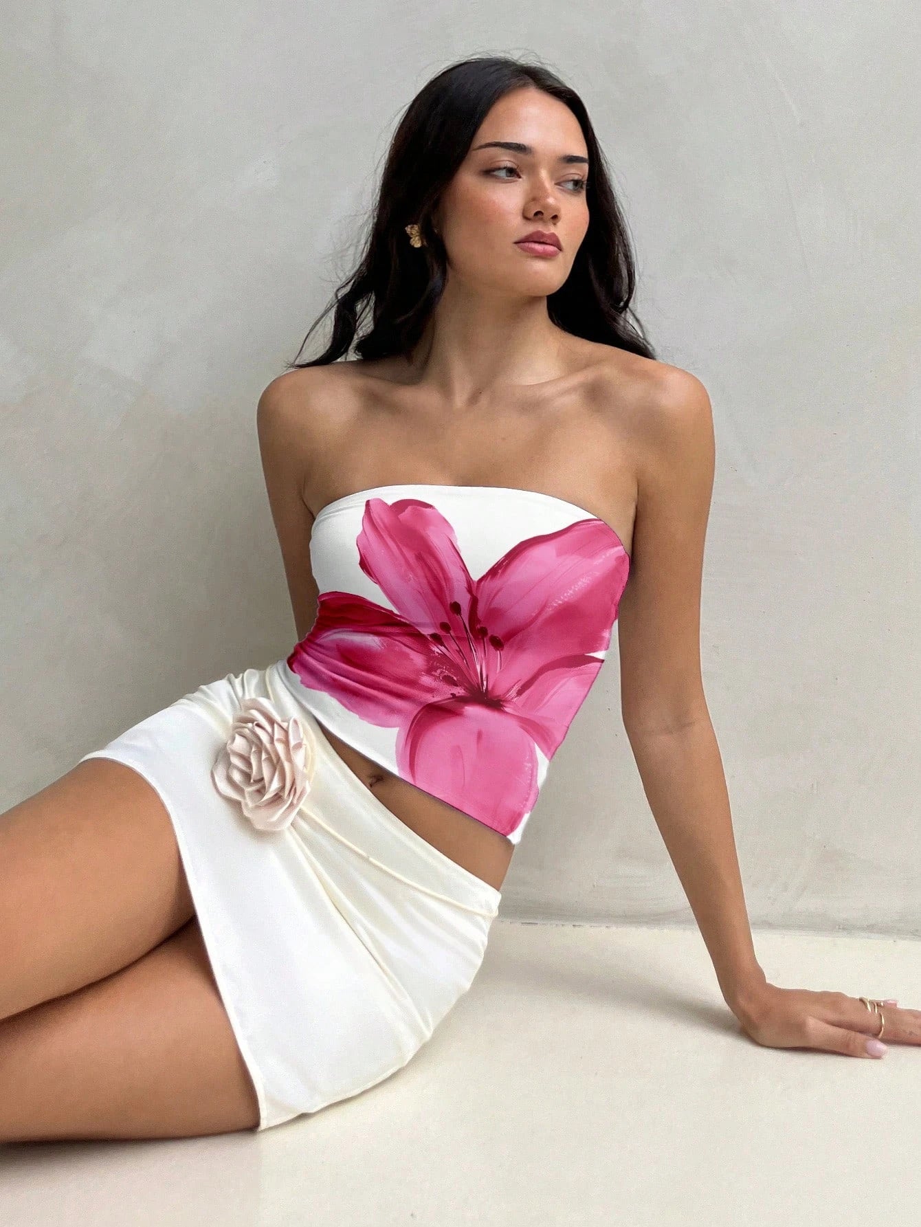 Floral Print Strapless Bandeau Crop Top — Coquette Summer - BaeSprout.com