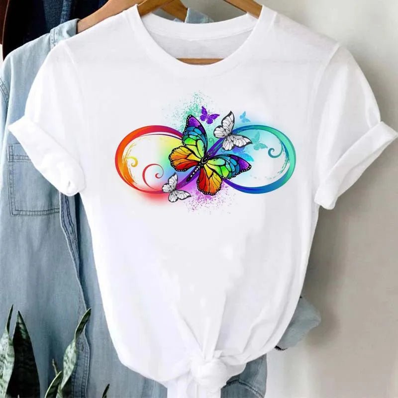 Summer Cartoon Butterfly Print Top - BaeSprout.com