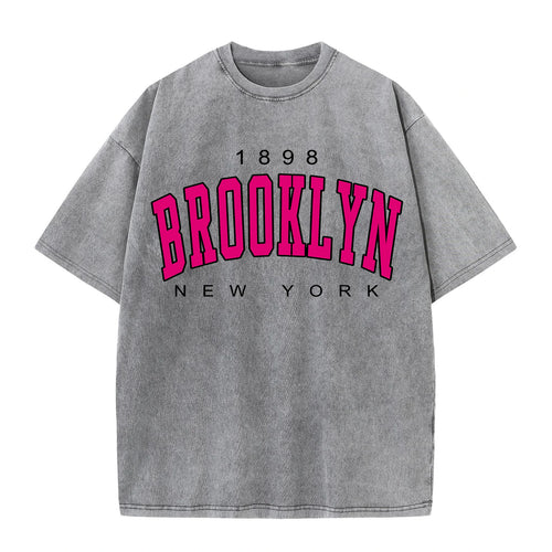 Brooklyn New York Washed Graphic Tee Oversized — Y2K Varsity - BaeSprout.com