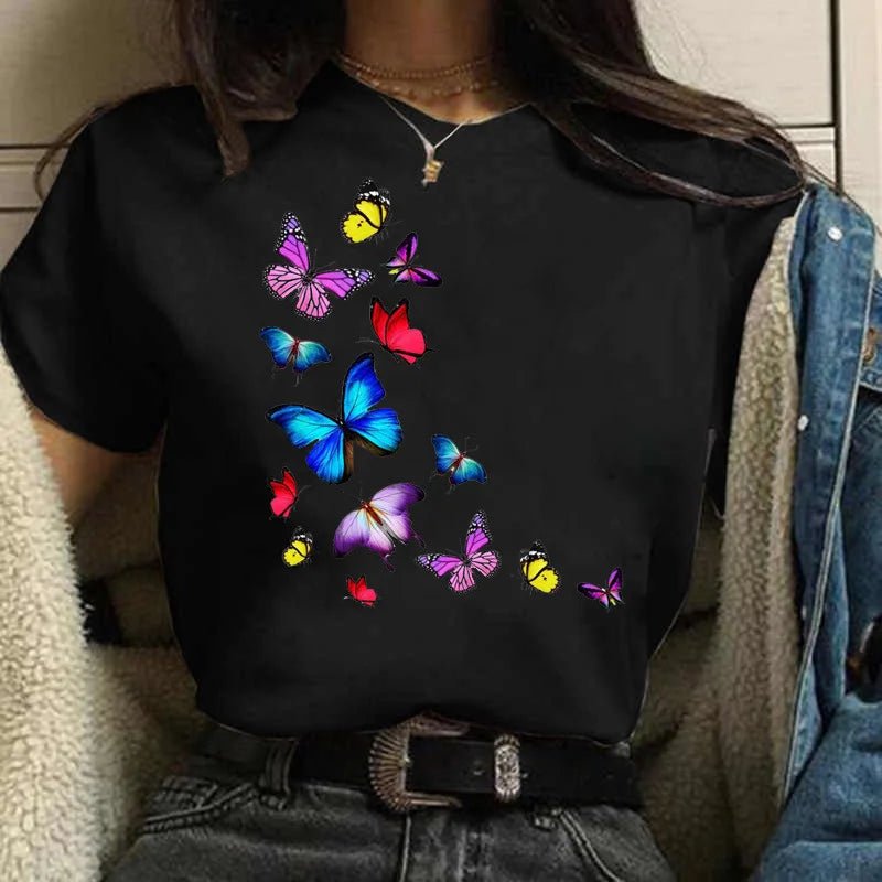 Summer Cartoon Butterfly Print Top - BaeSprout.com