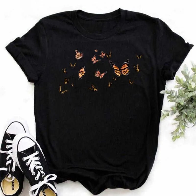 Summer Cartoon Butterfly Print Top - BaeSprout.com