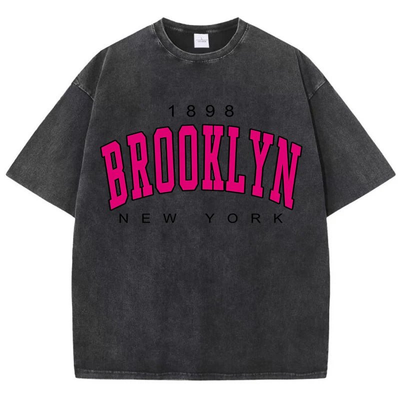 Brooklyn New York Washed Graphic Tee Oversized — Y2K Varsity - BaeSprout.com