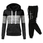 Color Block Hoodie Jogger Set Two Piece Heartbeat — Y2K Sporty Streetwear - BaeSprout.com