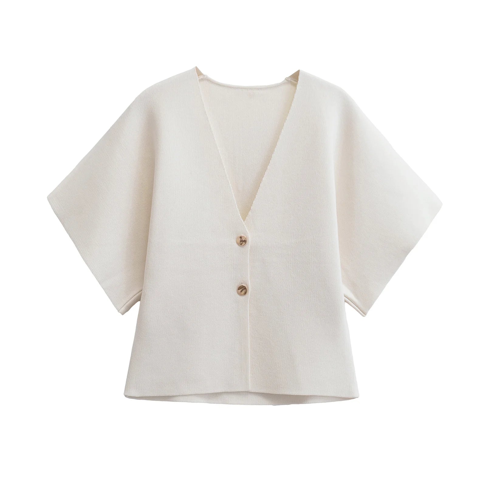 V - Neck Short Sleeve Knitted Top - BaeSprout.com