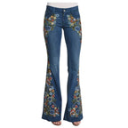 Floral Embroidered Denim Flare Jeans - Retro Boho - BaeSprout.com