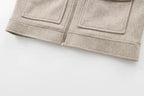 Cropped Zip - Up Jacket Collared Patch Pocket — Quiet Luxury Old Money - BaeSprout.com