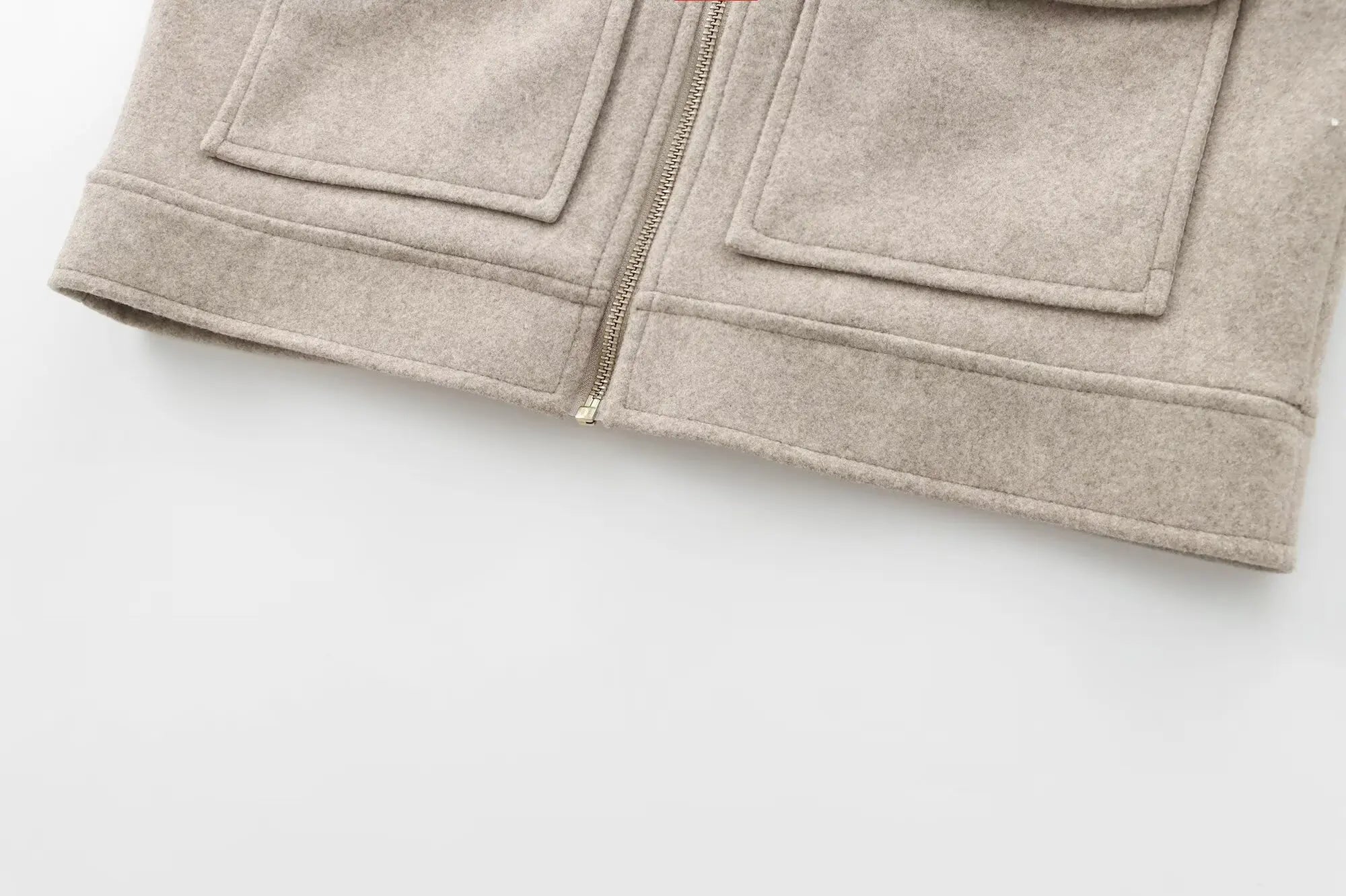 Cropped Zip - Up Jacket Collared Patch Pocket — Quiet Luxury Old Money - BaeSprout.com
