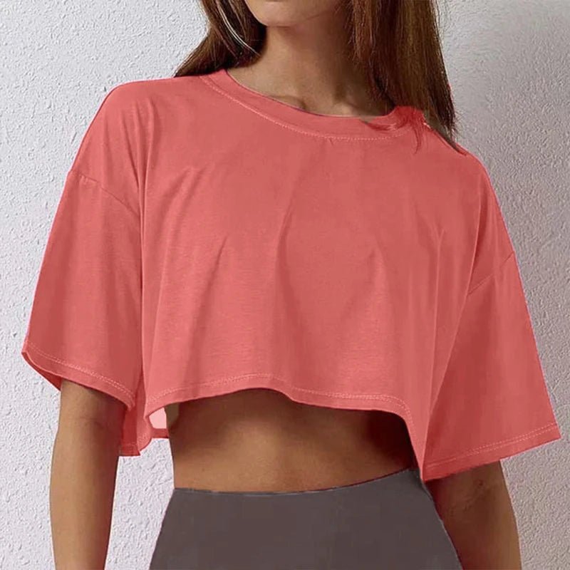 Oversized Cotton Crop Tee with Short Sleeves — Y2K Casual - BaeSprout.com