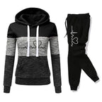 Color Block Hoodie Jogger Set Two Piece Heartbeat — Y2K Sporty Streetwear - BaeSprout.com