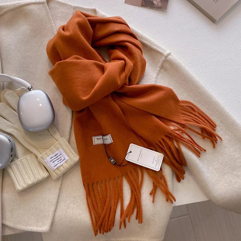 Cashmere Feel Tassel Scarf Oversized Wrap — Quiet Luxury Winter Essential - BaeSprout.com