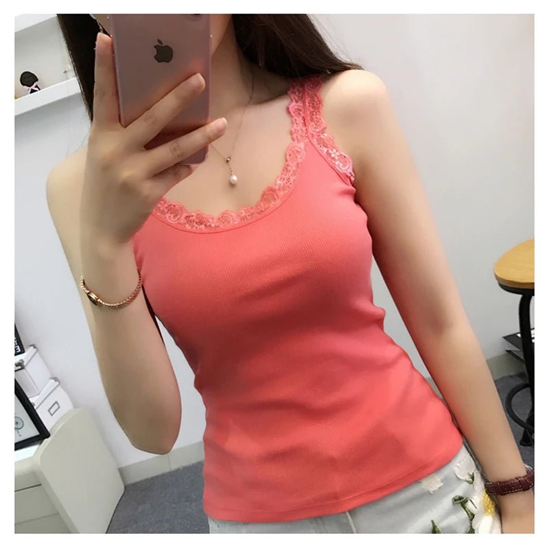 Lace Trim Sleeveless Tank Top - BaeSprout.com