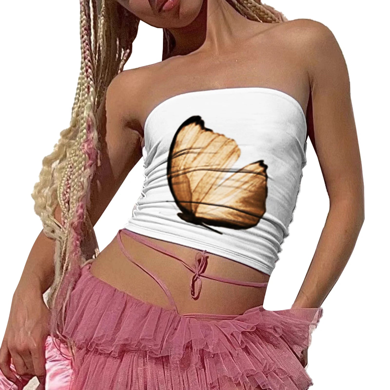 Wildflower Print Tube Top Strapless Ruched — Y2K Indie & Streetwear - BaeSprout.com