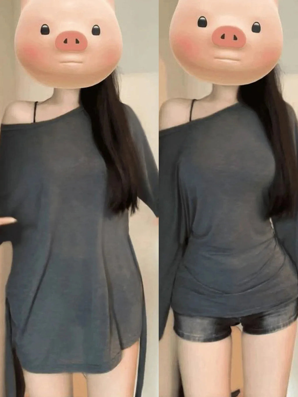 Sheer Off - Shoulder Oversize Long Sleeve Top - BaeSprout.com
