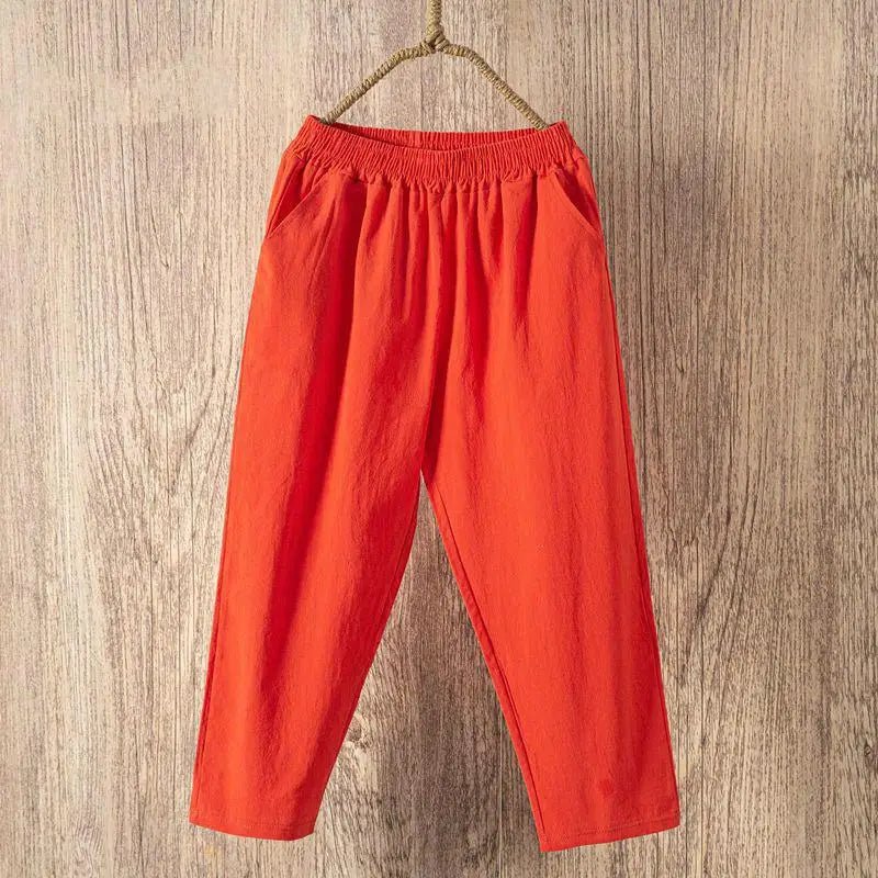 Cotton Linen Harem Pants with Elastic Waist — Boho Casual Summer - BaeSprout.com