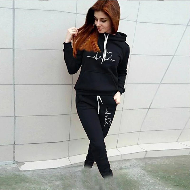 Heartbeat Graphic Hoodie Jogger Set Two Piece — Y2K Coquette Loungewear - BaeSprout.com