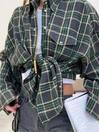 Oversized Plaid Flannel Shirt Button - Down Lapel — Indie Grunge Y2K - BaeSprout.com