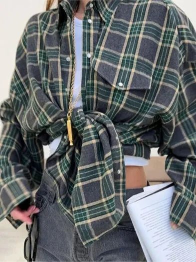 Oversized Plaid Flannel Shirt Button - Down Lapel — Indie Grunge Y2K - BaeSprout.com