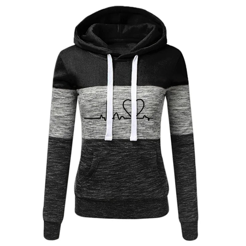 Color Block Hoodie Jogger Set Two Piece Heartbeat — Y2K Sporty Streetwear - BaeSprout.com