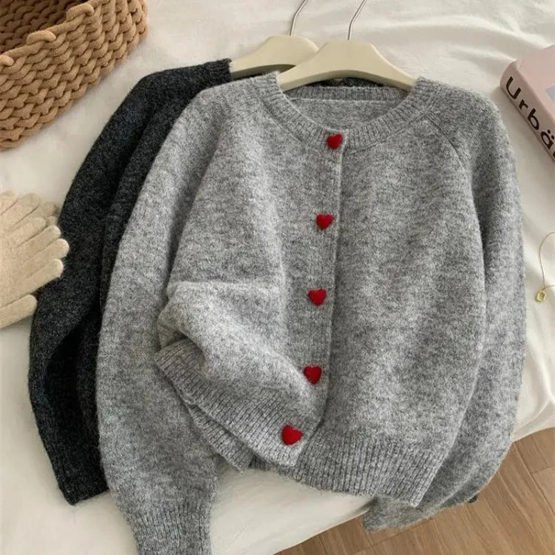 Deep Grey Wool Knitted Cardigan - BaeSprout.com