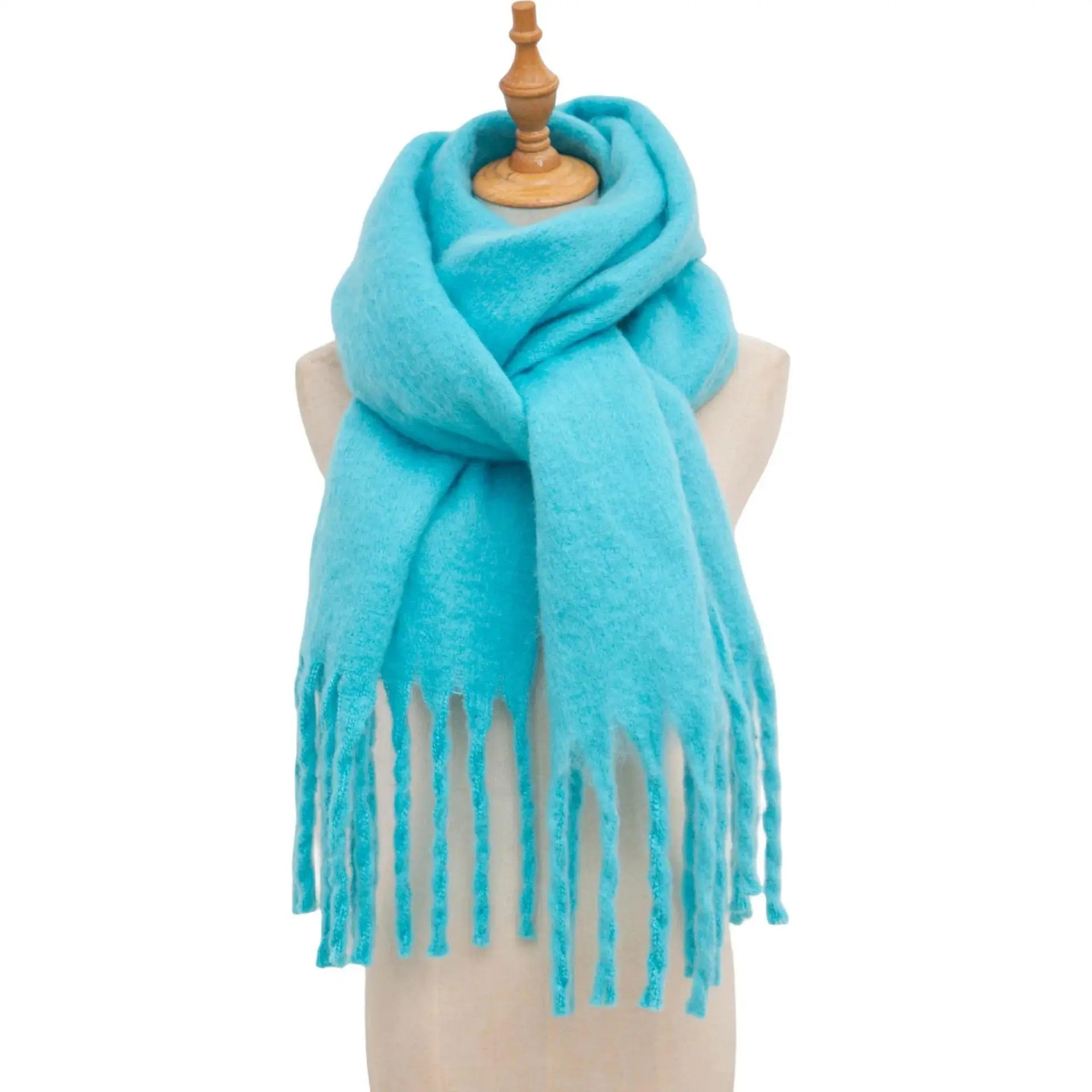 Solid Fuzzy Oversized Scarf Long Tassel Wrap — Quiet Luxury Winter - BaeSprout.com