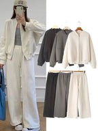 Bomber Jacket Wide Leg Pants Set Two Piece — Quiet Luxury Y2K Streetwear - BaeSprout.com