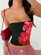 Floral Print Strapless Tube Top — Y2K Summer Street